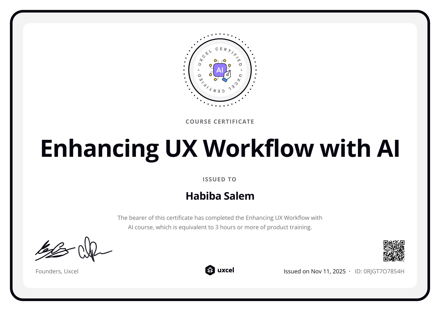 Habiba Salem's certificate